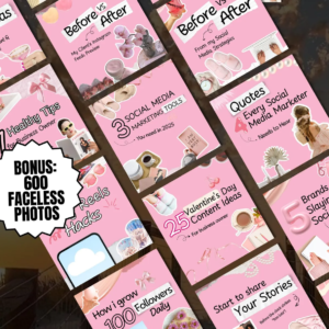 100 Aesthetic Pink Instagram Carousel Templates – Canva Editable with PLR & MRR