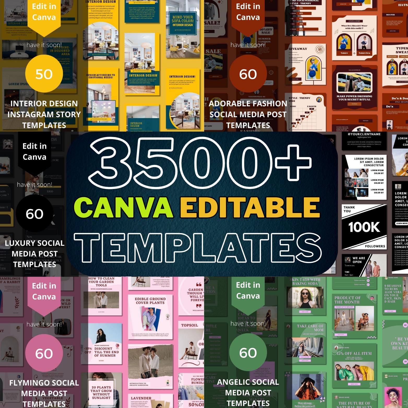 Mega Canva Templates Pack: 3500+ Social Media Designs for Business & Branding